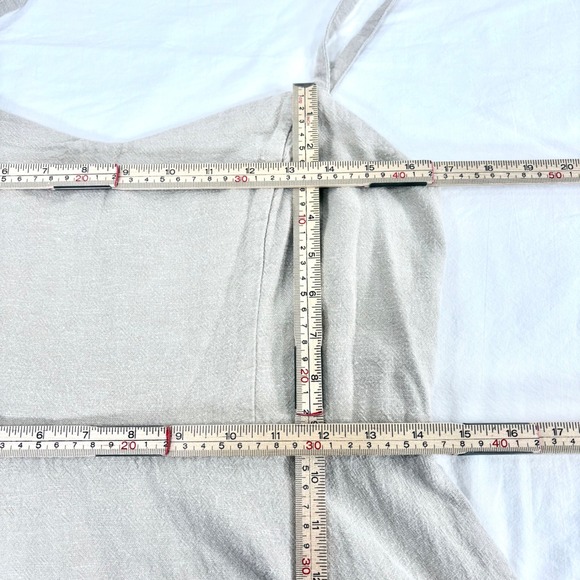 Old Navy Womens Linen Blend Smocked Back Fit and Flare Dress Beige Large - Picture 4 of 8